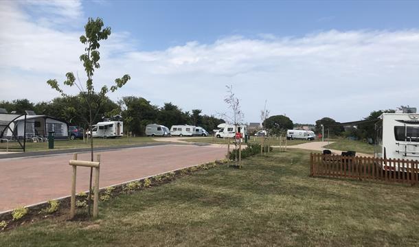 Several caravan pitches at Wall Park camping in Brixham, Devon