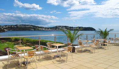 Seating with a view at Livermead Cliff Hotel, Torquay, Devon