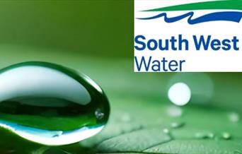 a drop of water on a leaf, with the South West Water logo
