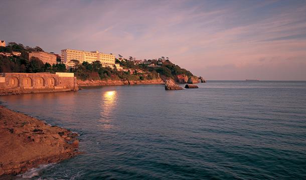 View of The Imperial Torquay as the sunsets over the English Riviera